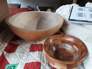 2-Hand Turned Wood Bowls 5 12 & 11