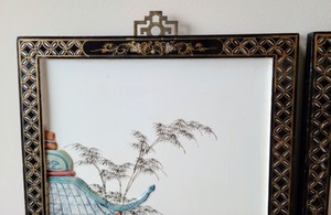 lot 13 image: Stone Inlaid Painted Panels