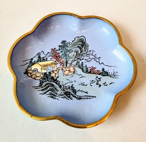 lot 45 image: Beautiful Cloisonn Bowl and Enamel Dish
