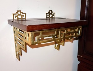 lot 48 image: Decorative Wall Shelf w Brass Detailing