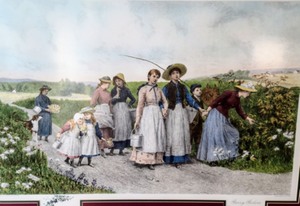 lot 87 image: Large Framed Berry Pickers Print