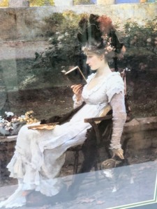 lot 113 image: Framed Lady Reading Print