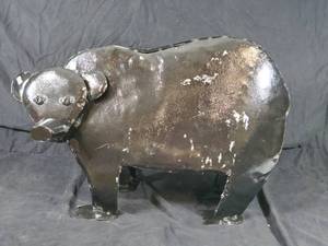 New Large Handmade Recycled Metal Garden Art Black Bear