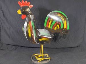 New Large Handmade Recycled Metal Rooster