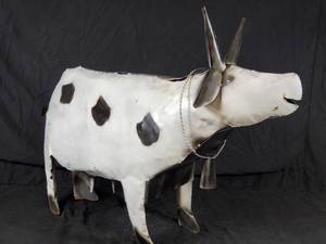 New Large Handmade Recycled Metal Garden Cow