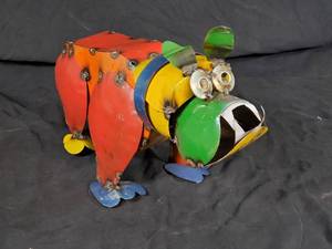 New Handmade Recycled Metal Garden Art Bulldog  Guard Dog