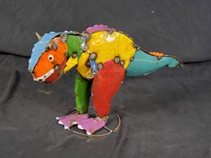New Handmade Recycled Metal Garden Art Dinosaur