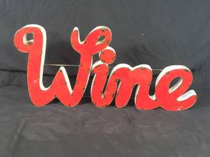 New Large Handmade Recycled Metal Wine Sign