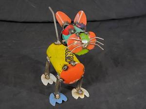 New Handmade Recycled Metal Garden Art Cat  Kitty