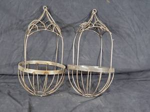 2 New Handmade Recycled Metal Hanging Planters  Trellis
