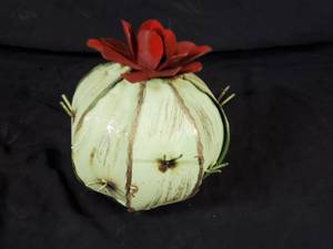 New Medium Handmade Recycled Metal Flowering Cactus