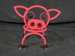 New Handmade Recycled Metal Pig Plant Holder