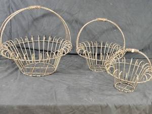 New Handmade Recycled Metal 3 Piece Nesting Basket Set
