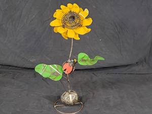 New Handmade Recycled Metal Sunflower and Ladybug