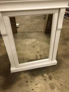 lot 37 image: Naples 25 in. W x 31 in. H x 8 in. D Framed Surface-Mount Bathroom Medicine Cabinet in White by Home Decorators Collection - open box not used