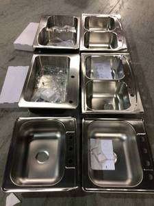 lot 20 image: Sorted pallet of assorted kitchen sinks various brands and sizes - 6 counts - see pictures