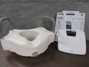 lot 38 image: TAYLOR DIGITAL SCALE  HANDICAP TOILET SEAT.