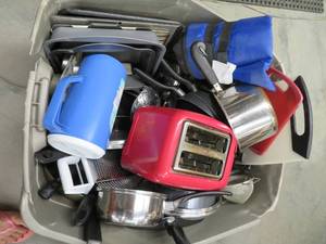lot 49 image: SEMI MYSTERY BAKING PANS, POTS AND PANS