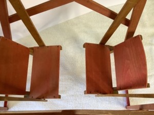Vintage 1940s Wooden Double Red Swing Set for Dolls.