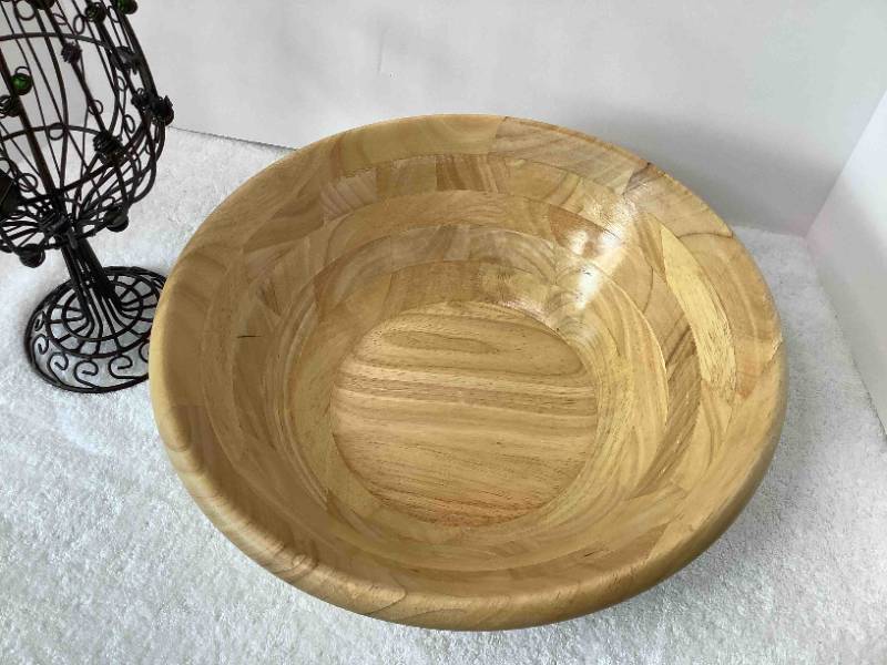 Large Wooden Bowl and Wine Dcor