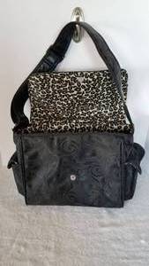 BabyCakes Diaper Bag Black  Animal Print