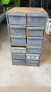 Gray Tool Bin With Tools, Fasteners , Couplers