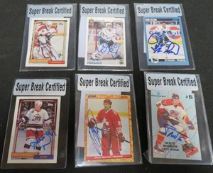 lot 40 image: 6 AUTHENTIC AUTOGRAPHED HOCKEY CARDS