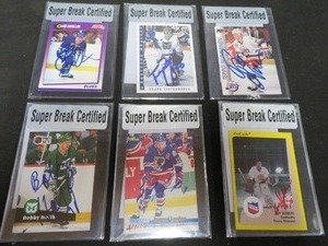 lot 41 image: 6 AUTHENTIC AUTOGRAPHED HOCKEY CARDS