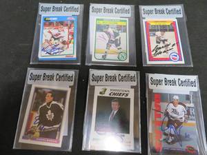 lot 42 image: 6 AUTHENTIC AUTOGRAPHED HOCKEY CARDS