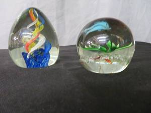 lot 82 image: TWO BIG GLASS PAPER WEIGHTS