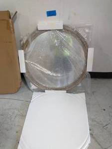 lot 12 image: 30 x 1 x 30 in. Brown Clybourne Farmhouse Round Mirror