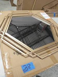lot 38 image: STYLEWELL Medium Hexagonal Gold Modern Accent Mirror (26 in. H x 27 in. W)