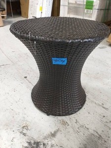 lot 44 image: noble house Phoebe Multi-Brown Round Wicker Outdoor Accent Table