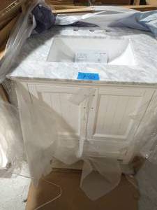 lot 76 image: ALTAIR ISLA  Isla 30 in. Bath Vanity in White with Carrara Marble Vanity Top in White with White Basin