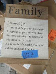 lot 107 image: Family Definition Wooden Wall Decor