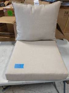 lot 25 image: 22 in. x 19 in. Taupe Leala Texture 2-Piece Deep Seating Outdoor Lounge Chair Cushion