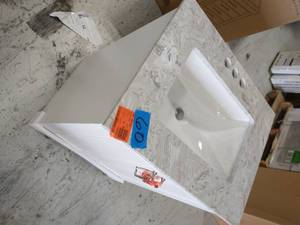 lot 60 image: Timeless Home 24 in. W x 19 in. D x 34 in. H Single Bathroom Vanity in White with White Quartz Top and White Basin