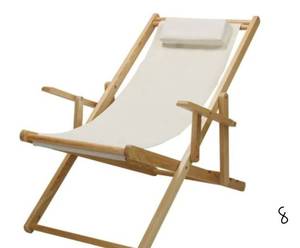 lot 8 image: Natural Frame and Natural Canvas Solid Wood Sling Chair
