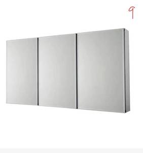 lot 9 image: 36 in. x 31 in. Recessed or Surface-Mount Tri-View Bathroom Medicine Cabinet with Beveled Mirror