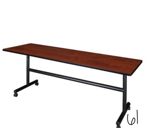 lot 61 image: Kobe Cherry 84 in. W x 24 in. D Flip Top Mobile Training Table