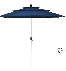 lot 87 image: 10 ft. 3-Tier Double Vented Aluminum Sunshade Shelter Market Patio Umbrella in Navy without Base