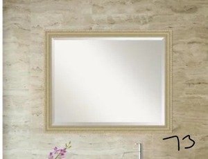 lot 73 image: Champagne 31 in. W x 25 in. H Framed Rectangular Beveled Edge Bathroom Vanity Mirror in Champagne