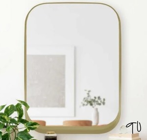 lot 90 image: HOME DECORATORS COLLECTION Medium Rectangle Gold Modern Mirror with Deep-Set Frame and Rounded Corners (32 in. H x 24 in. W)