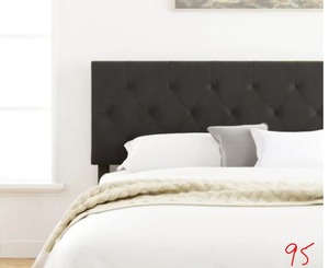 lot 95 image: BROOKSIDE Jane Adjustable Black Velvet Upholstered Full Headboard