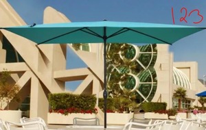 lot 123 image: 10 ft. x 6.5 ft. Rectangular Market Patio Umbrella Outdoor with Push Button Tilt and Crank in Turquoise