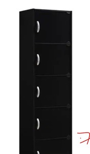 lot 7 image: 59 in. Black Wood 5-shelf Standard Bookcase with Doors