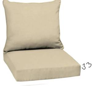 lot 33 image: 22 in. x 19 in. Taupe Leala Texture 2-Piece Deep Seating Outdoor Lounge Chair Cushion