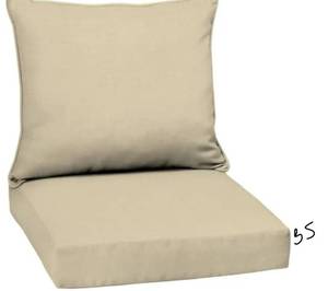 lot 35 image: 22 in. x 19 in. Taupe Leala Texture 2-Piece Deep Seating Outdoor Lounge Chair Cushion