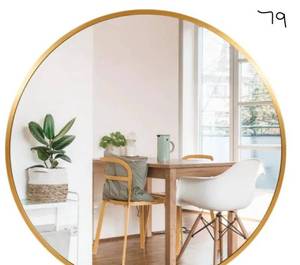 lot 79 image: 30 in. x 30 in. Modern Style Round Mirror Aluminum Framed Gold Shatter-Proof Accent Mirror Wall Mirror