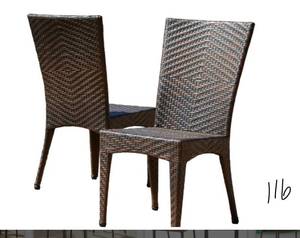 lot 116 image: NOBLE HOUSE Brooke Multi Brown Wicker Outdoor Dining Chair (Set of 6)